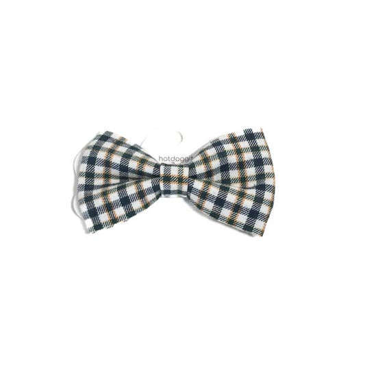 Bow Tie | Plaid - Black White Gold