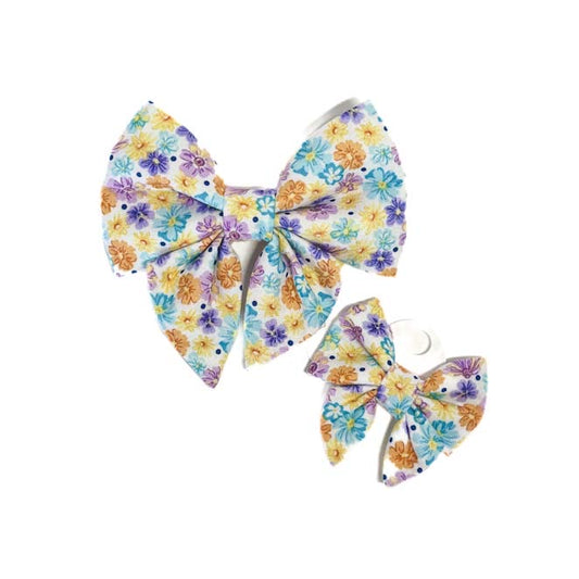 Sailor Bow | Floral - Yellow Blue Purple